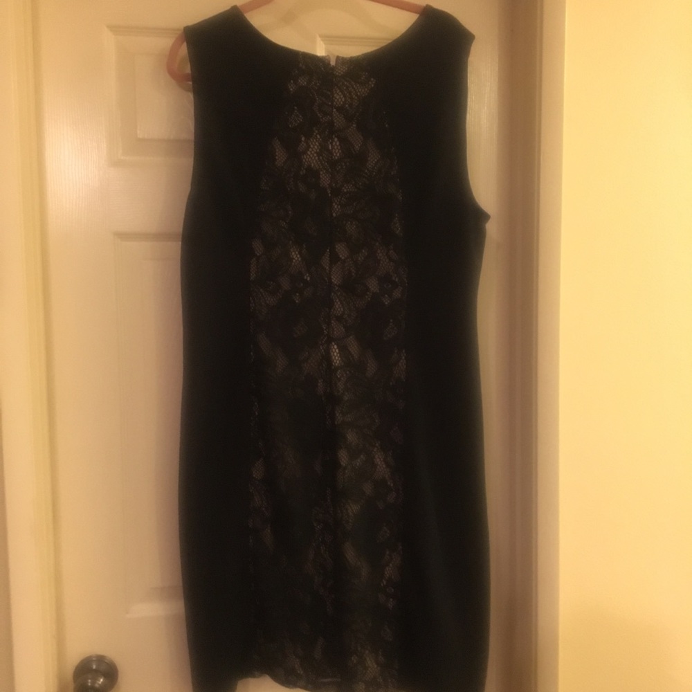 Black sleeveless dress with beige insert